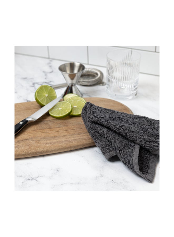Mukitchen 3-Piece Ribbed Terry Bar Mop Cloths Slate Grey 12 x 12 Inch 6610-1817 - Image 4